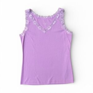 Lavender Lace Trim Tank Top